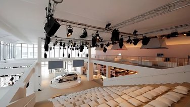 interior view of visitors' auditorium in a corporate event hall