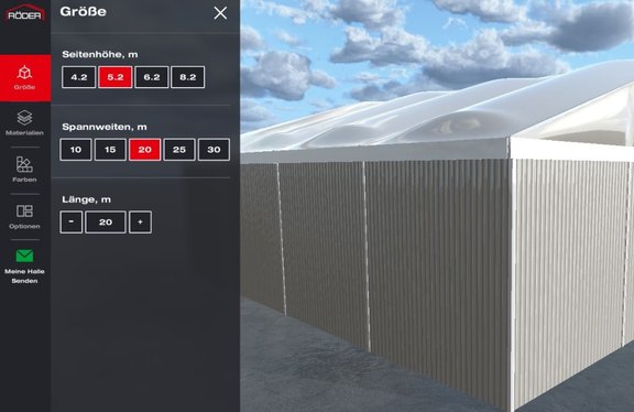 Hall Configurator Step by Step Guideline Step 1 length widt sight hight