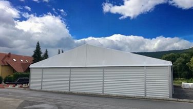 Tent hall with PVC tarpaulin roof