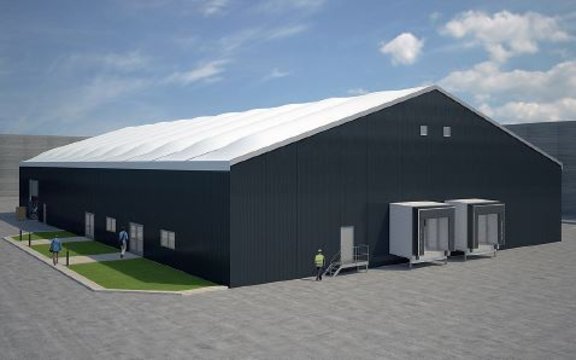 Rendering of a H-Line Lightweight hall manufactured by röder