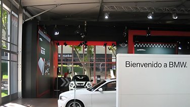 Interior view of a temporary salesroom