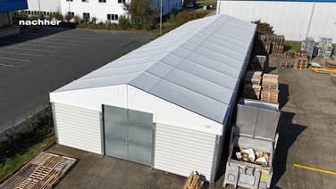 Birds eye view of an industrial tent