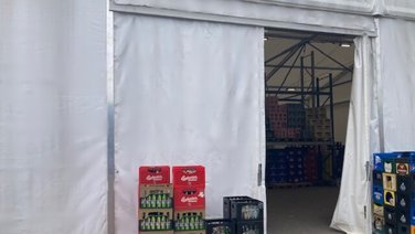  View of an open PVC tarpaulin sliding door
