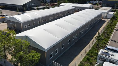 Front view of the residential complex for refugees