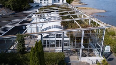 Bird's eye view of the restaurant tent in the chestnut garden of the Rheinhotel 2019