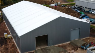 Bird's eye view of the front of a lightweight hall