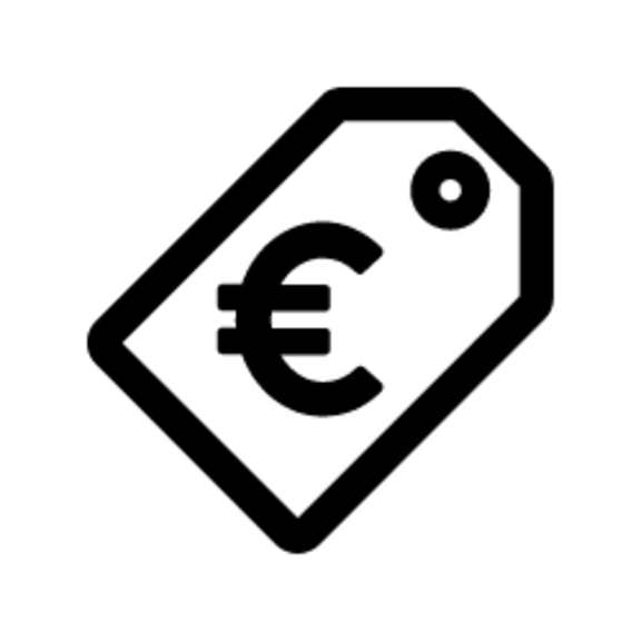 Cost-effectiveness as an icon with euro sign