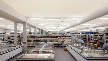 Indoor refrigerated counters, temporary retail sales area