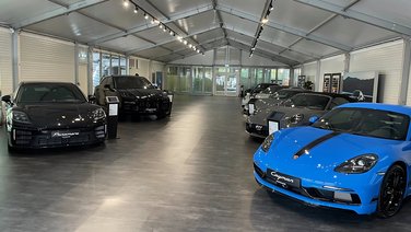 Interior view of a sales room made of lightweight hall