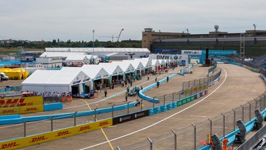 View of the tent landscape from the side