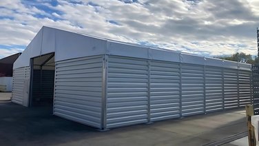 Exterior view of an industrial tent S Line Classic by RÖDER