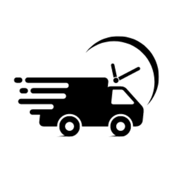 Fast Delivery as an Icon lorry with time schedule in the background