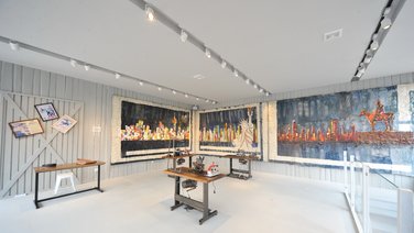 Interior view of a pop up store first floor