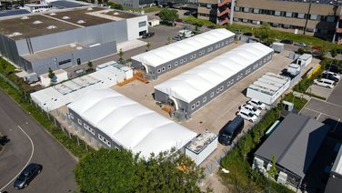 Bird's eye view of the residential complex of the city of Landau