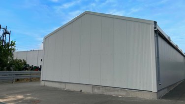 Rear of the warehouse with ISO panels and strip foundation