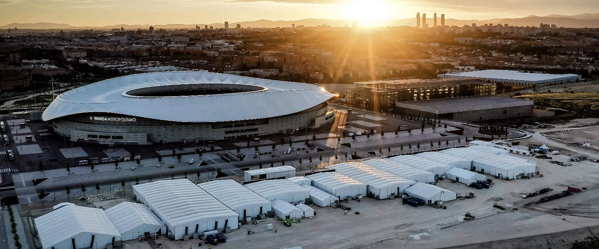 Bird's-eye view of the tent landscape during the  UEFA Champions League Finals