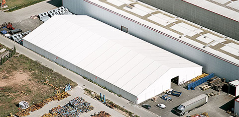 Röder Warehouses for Production - manufacturing hall birds eye view - assembled and manufacturerd by röder