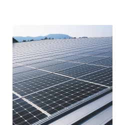 Solar panels on the roof of a stadium