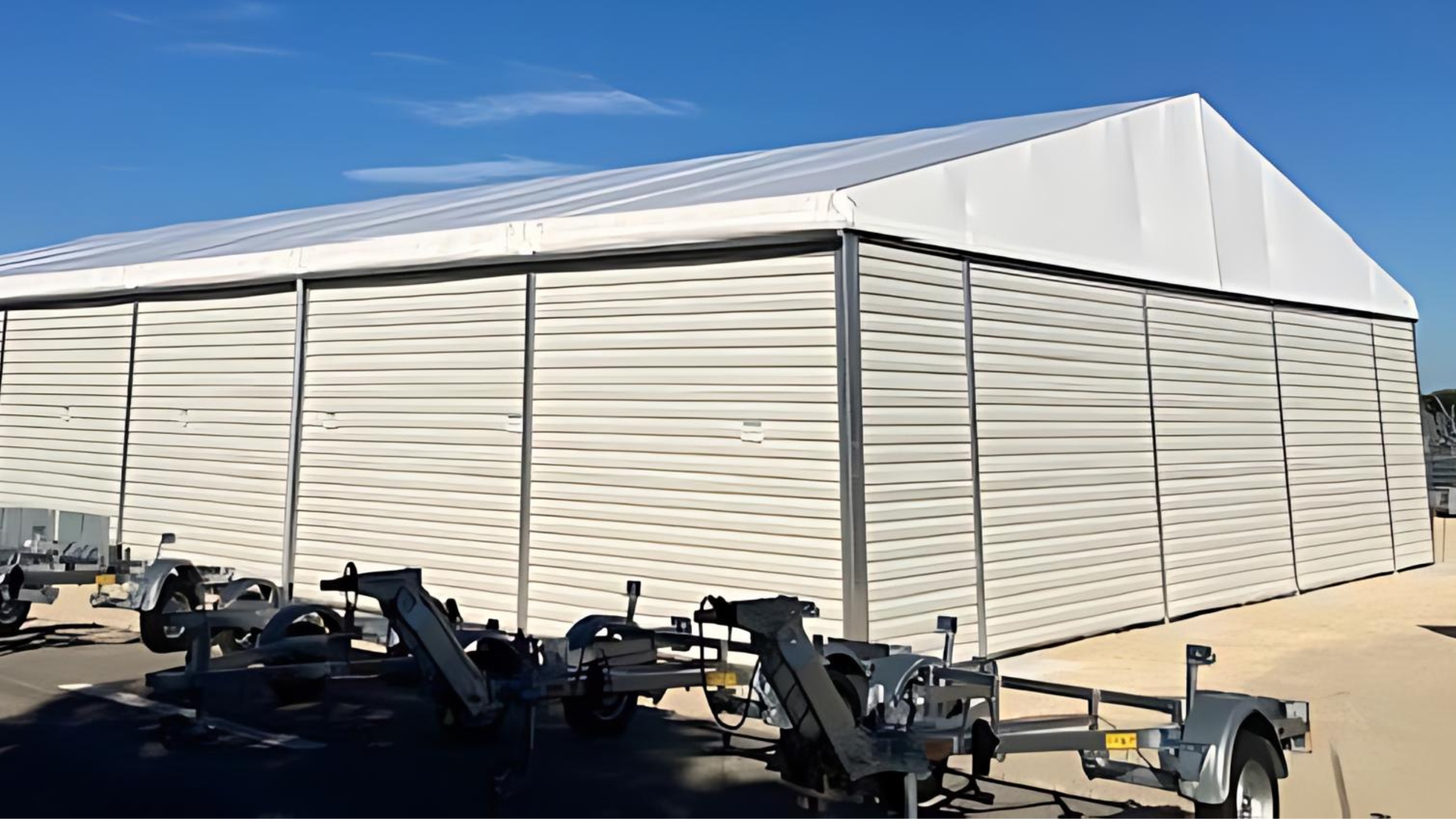 Exterior view of the side of a rental hall